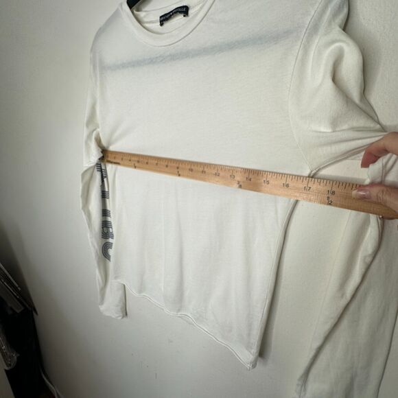 Brandy Melville White with Blue Malibu Graphic Crew Neck Long Sleeve Tee Small - Picture 6 of 8